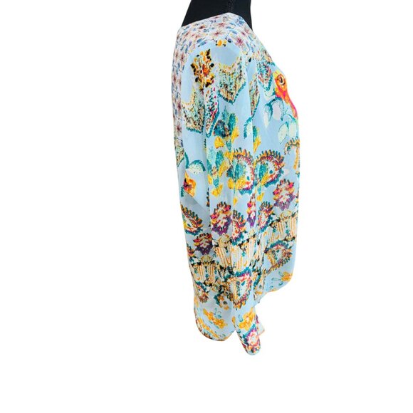 Olive Hill Floral Button Down Blouse M Multicolor Lightweight Boho India Office - Picture 5 of 9